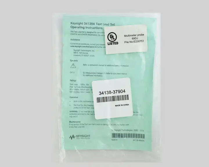 Keysight 34138A Multimeter Probe Agilent 34138A Test Set 34138A-37904 Lead High Quality Test Line Kit.