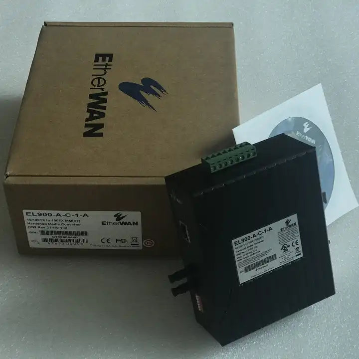 EtherWan EL900-A-C-1-A Hardened 10/100BASE-TX - 100BASE-FX Media Converter / NOS EL900-A-C-1-A