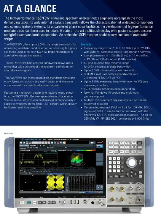 Rohde & Schwarz FSW26 signal Spectrum Analyzer 2hz-26.5ghz