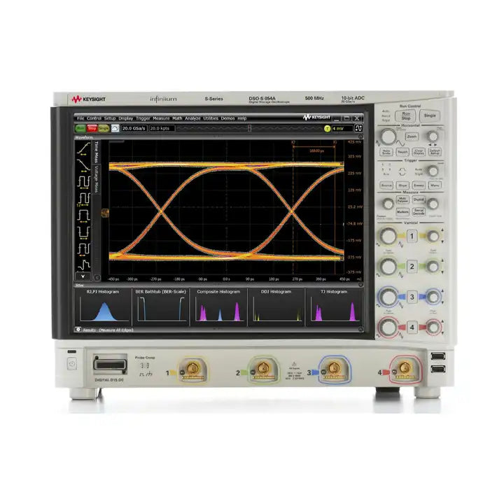 Keysight DSOS054A HD Oscilloscope: 500 MHz, 4 analog channels Maximum memory depth 8 million points Maximum sampling rate 20 GSa