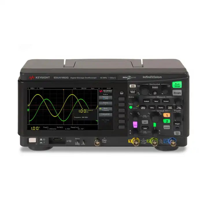 Keysight  50 MHz bandwidth  2 analog channels  built in waveform generator  EDUX1052G oscilloscope
