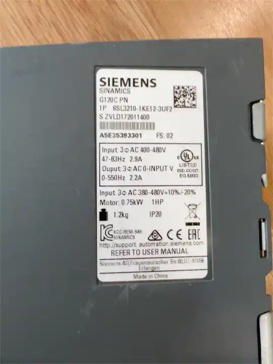 Siemens G120C PN 6SL3210-1KE12-3UF2 AC Variable Frequency Drive 0.75kw USED