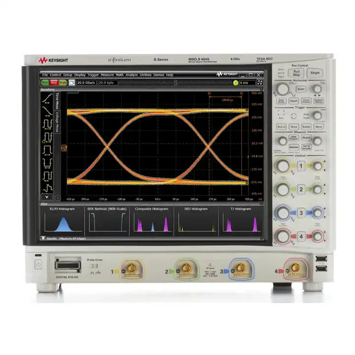 Keysight MSOS404A HD Oscilloscope: 4 GHz, 4 analog channels plus 16 digital channels Maximum memory depth 8 million points