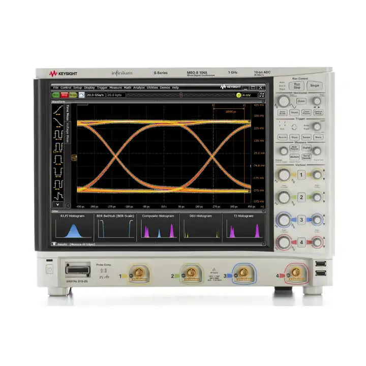 Keysight MSOS104A HD Oscilloscope: 1 GHz, 4 analog and 16 digital channels Maximum memory depth 8 million points