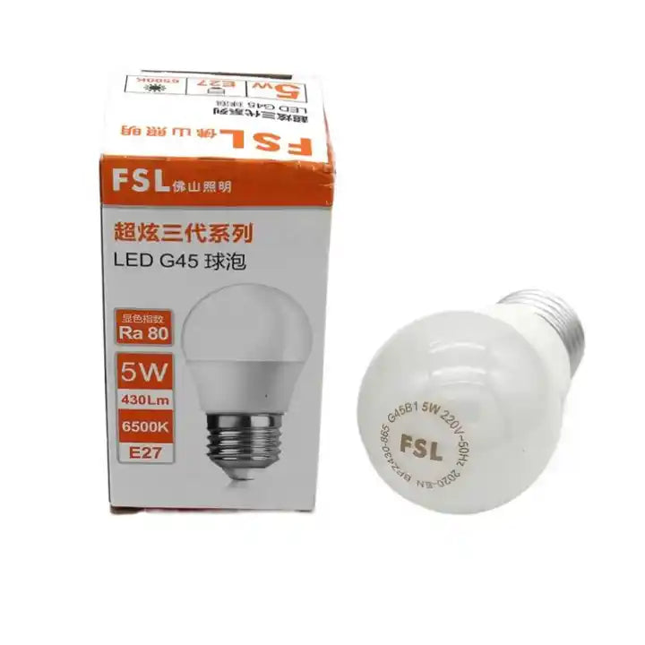 Brand New FSL LED 220V~50Hz E27 5W 6500K Withe Light 15000hours Bulb No Lightning Lamp