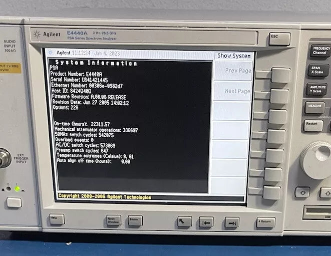 HP/Agilent/Keysight E4440A 3Hz-26.5GHz Spectrum Analyzer Opt 226 Phase Noise