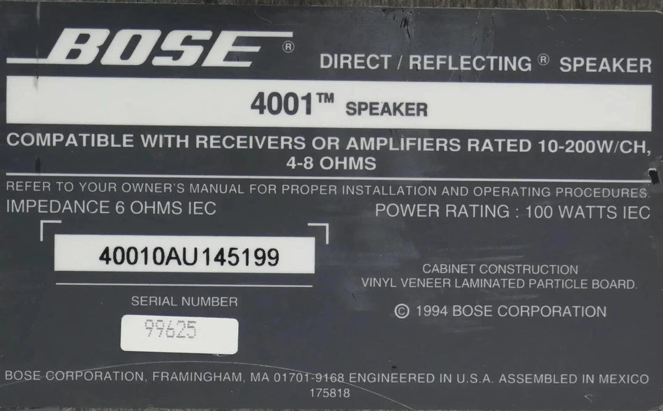 Bose 4001 Direct Reflecting Speaker - Free shipping