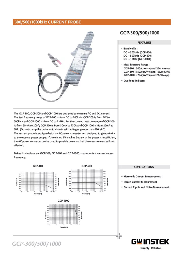 GW Instek GCP-500 Current Probe 500kHz DC 150A
