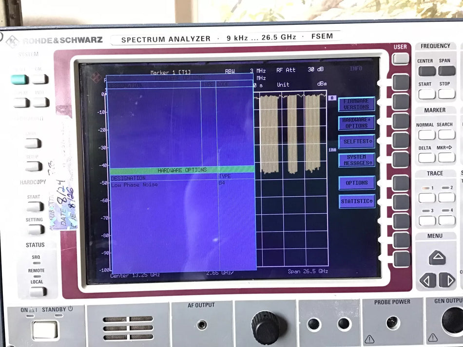Rohde & Schwarz FSEM 20/30 9 kHz to 26.5GHz Spectrum Analyzer