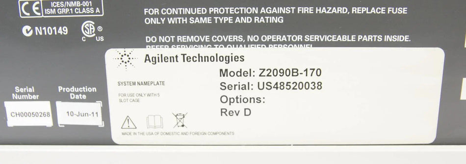 Agilent Z2090B-170 Pulse Analyzer System with U1092A, U1051A, I/O Modules