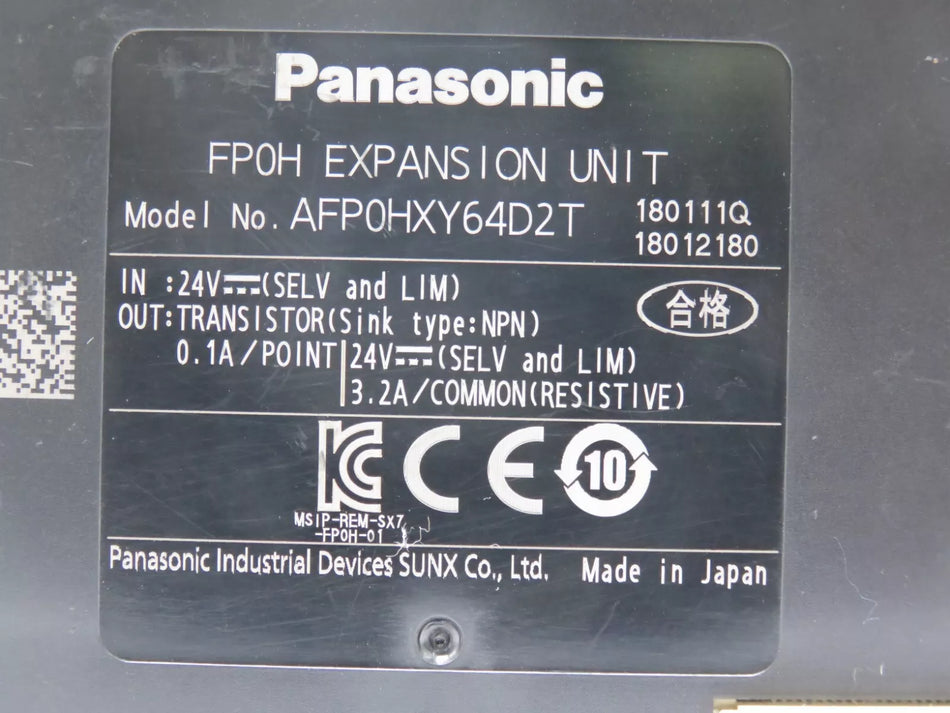 Panasonic AFPOHXY64D21 Input and Output Unit Module 5-24VDC