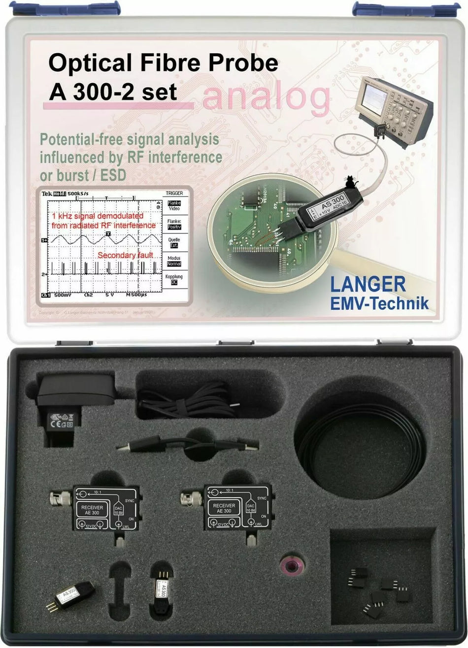 Langer EMV A300-2 Set Optical Fiber (Fibre) Probe 2-channel, 5 MHz EMC Probes