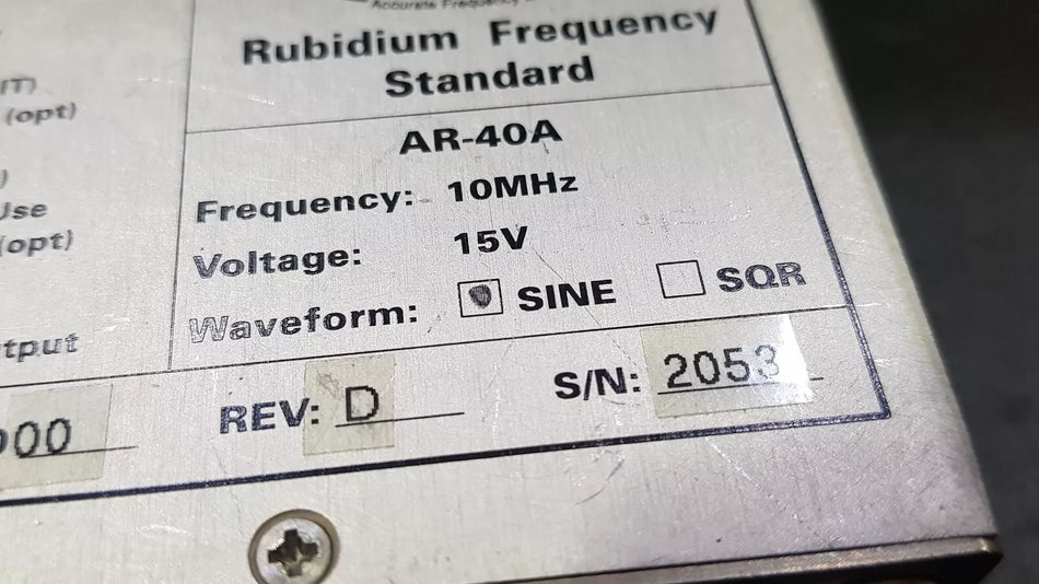 Accubeat AR-40A Rubidium Frequency Standard 10MHz 15V Untested (2053)