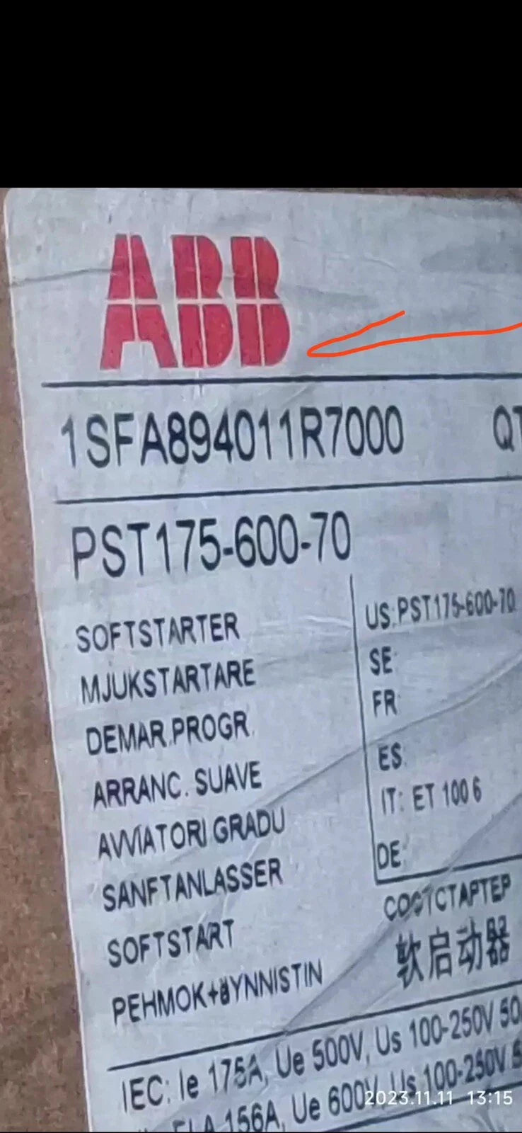 ABB PST175-600-70/ABB/1SFA894011R7000 Transformer