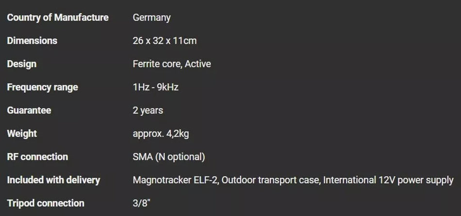 Aaronia MagnoTRACKER ELF-2 Active Magnetic Tracking Antenna 1Hz - 9kHz