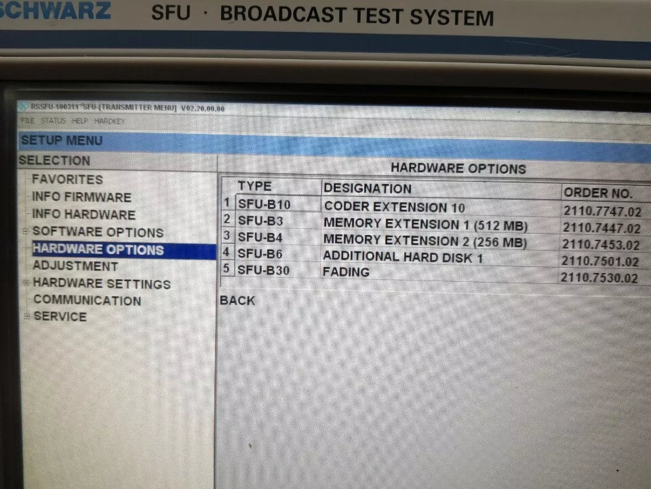 R&S SFU Broadcast Test System (100311)