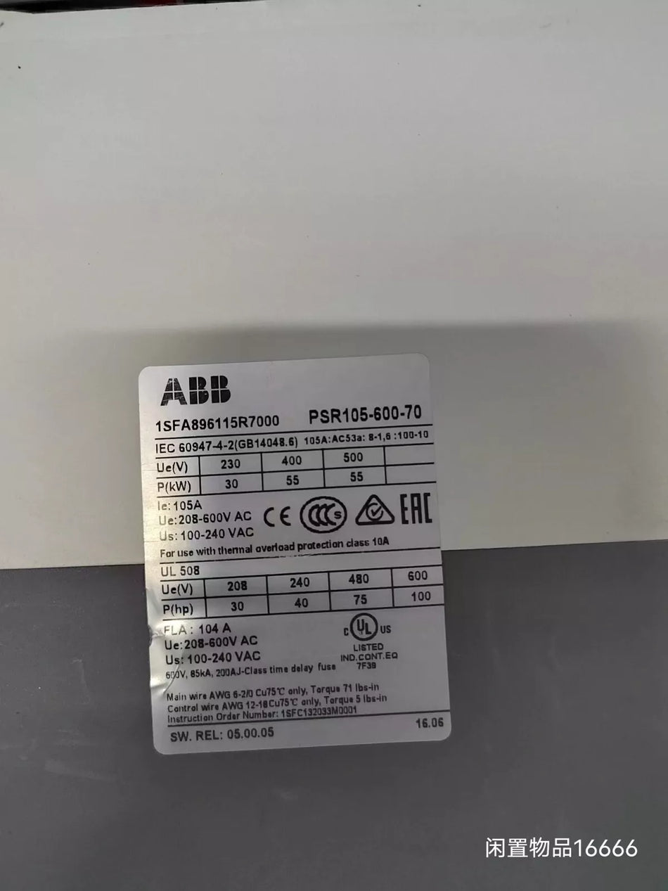1PCS USED ABB PSR105-600-70 Soft Starter () #N5220 YF