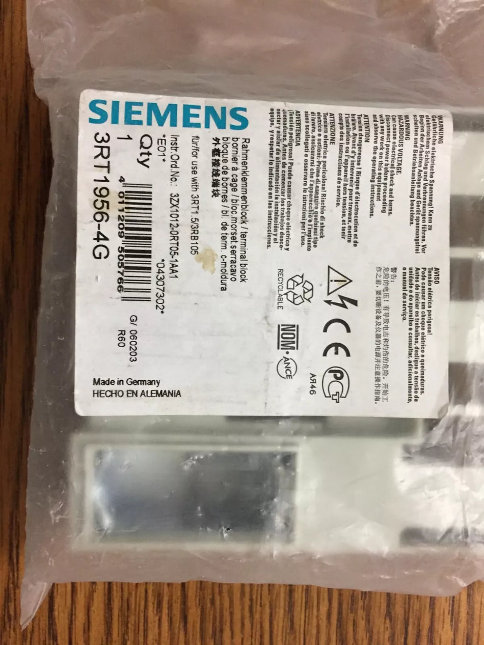 Siemens 3RT1956-4G Contactor Terminal Block for 3RT1.5 Module S6
