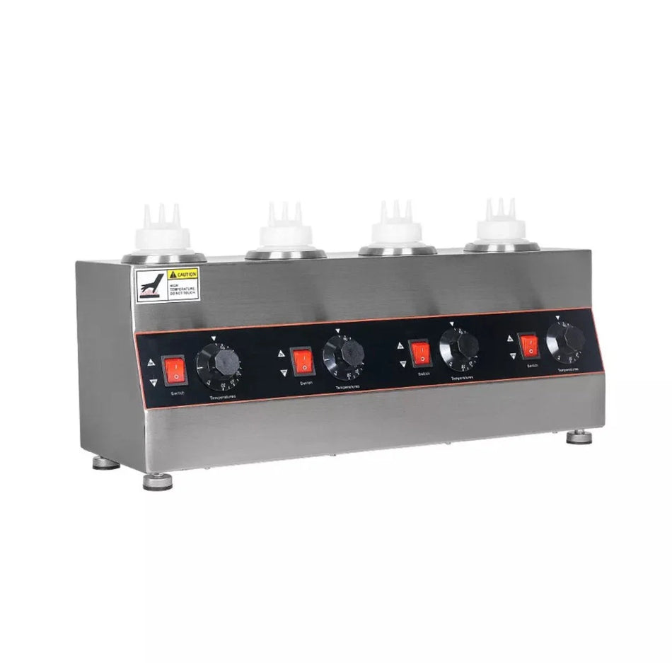 Commercial 4 Bottles Electric Sauce Warmer Machine Hot Chocolate Warming 640W L