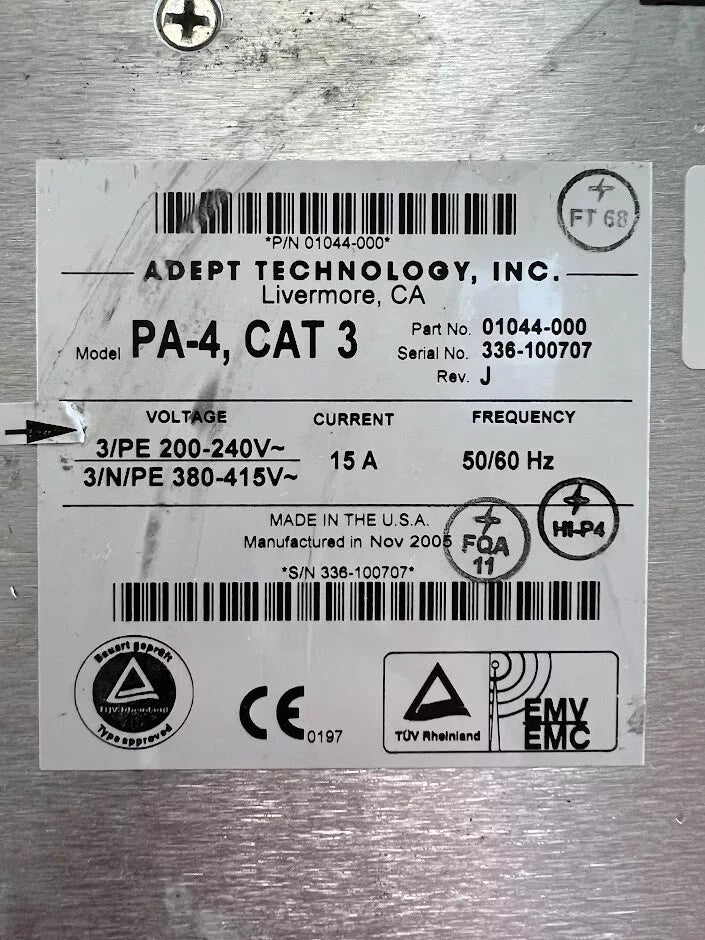 Adept Technology PA-4 Amplifier Robot Controller Chassis with B+II, Aamps, sEJI