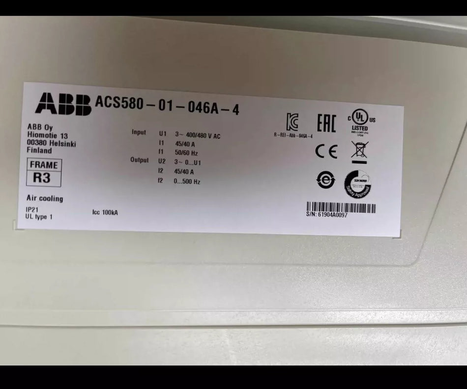 ABB ACS580-01-046A-4 Ultraviolet Sterilizer Controller