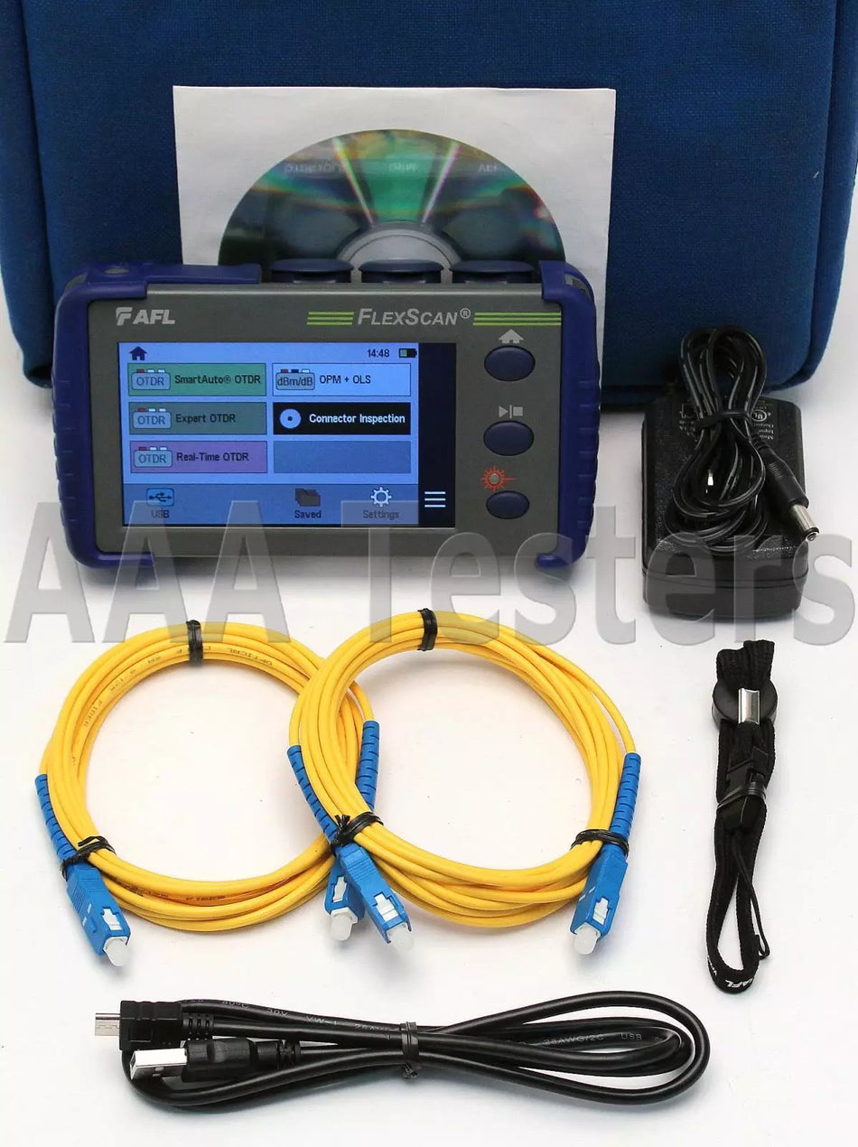 AFL Noyes FS200-100 FlexScan SM Fiber OTDR w/ PM & VFL FS200-100C 100 Flex Scan