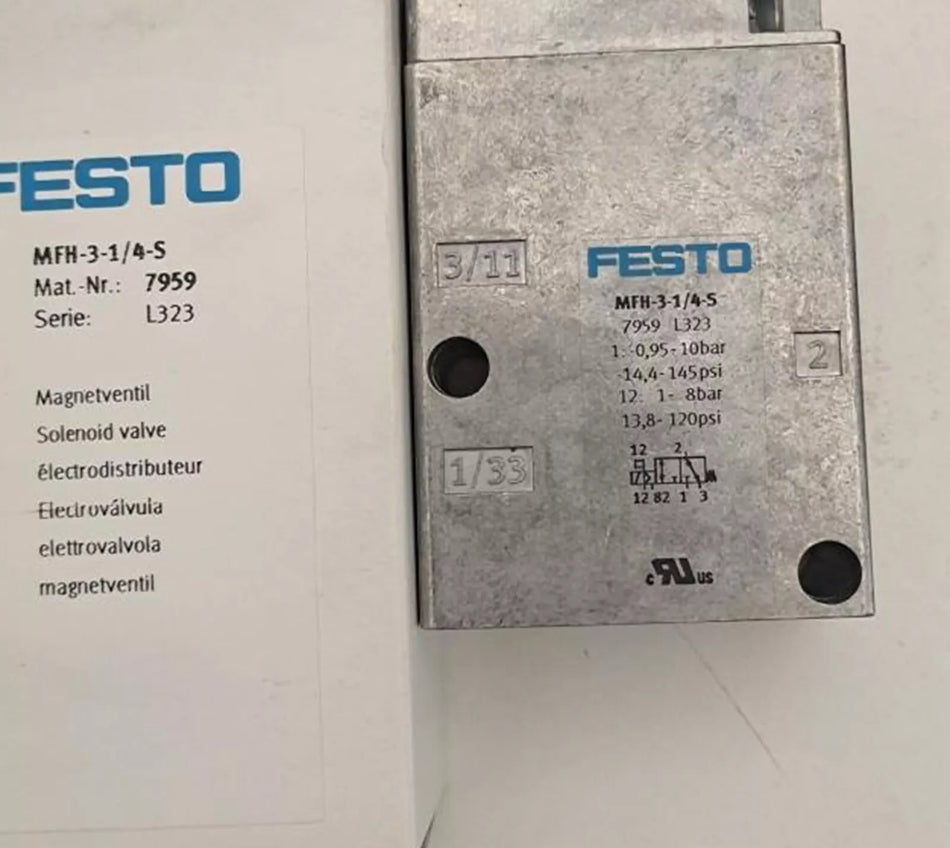 Festo MFH-3-1/4-S 7959 Solenoid Valve for Industrial Use