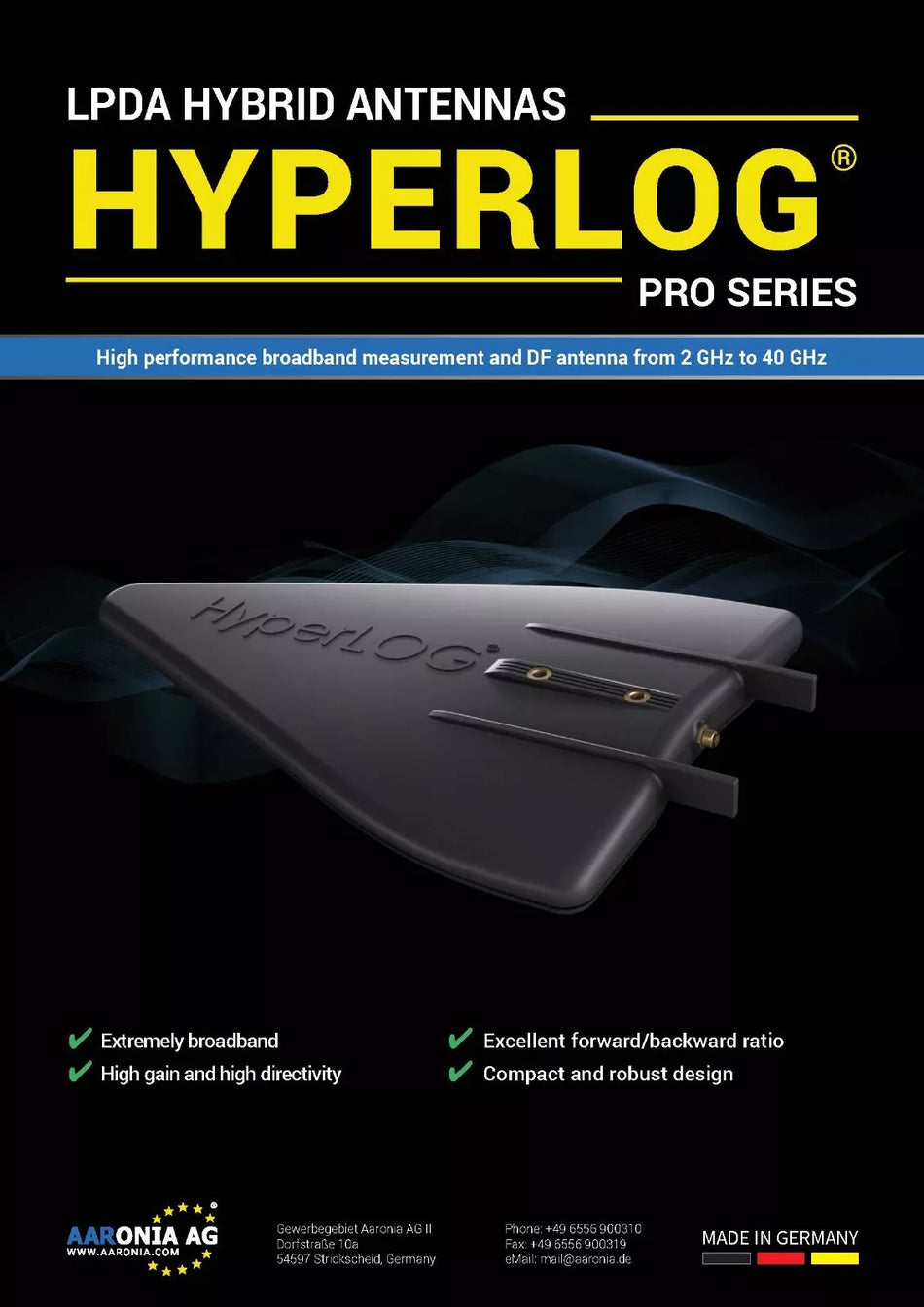 Aaronia HyperLOG PRO 18300 Directional Logarithmic Antenna 2 GHz - 30GHz