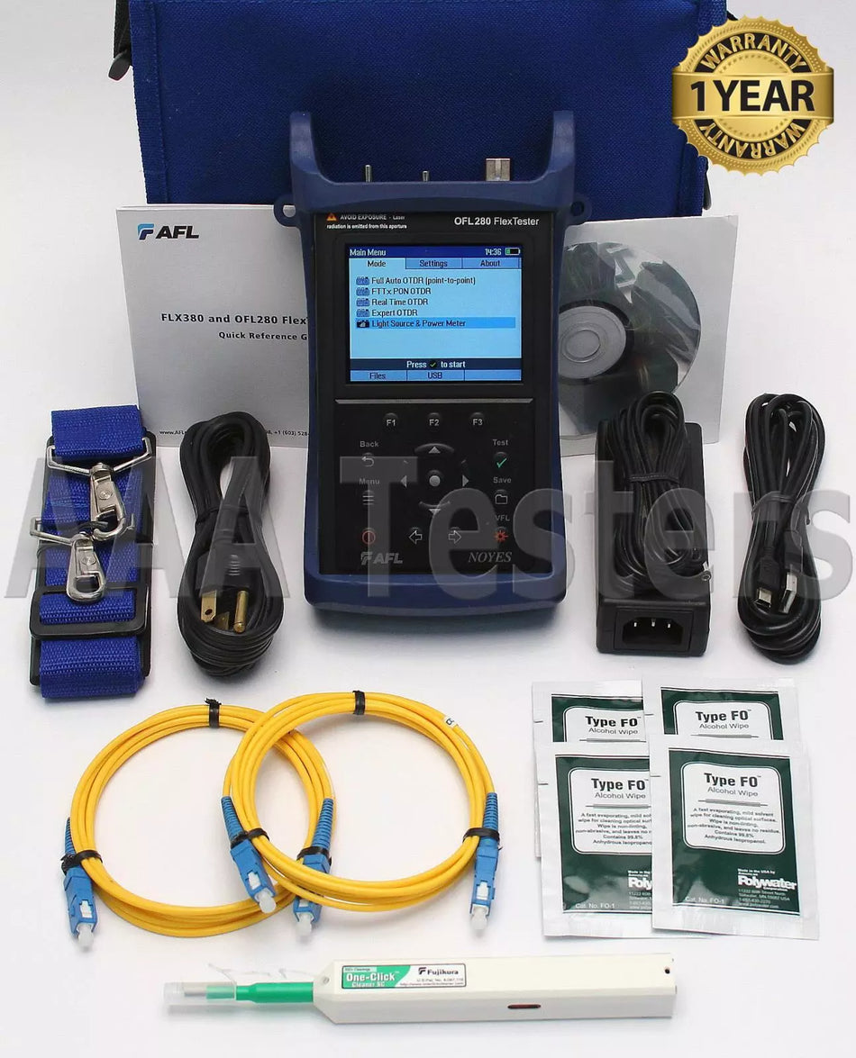 AFL Noyes OFL 280-100 SM 1310/1550 Fiber FlexTester OTDR w/ OPM & VFL OFL280-100