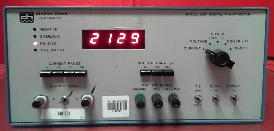 Clarke-Hess 258 92322 V-A-W Meter