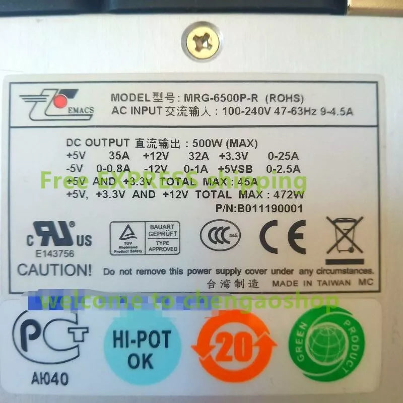 1pc NEW EMACS MRG-6500P-R 500W Power Supply #V5J9 CH