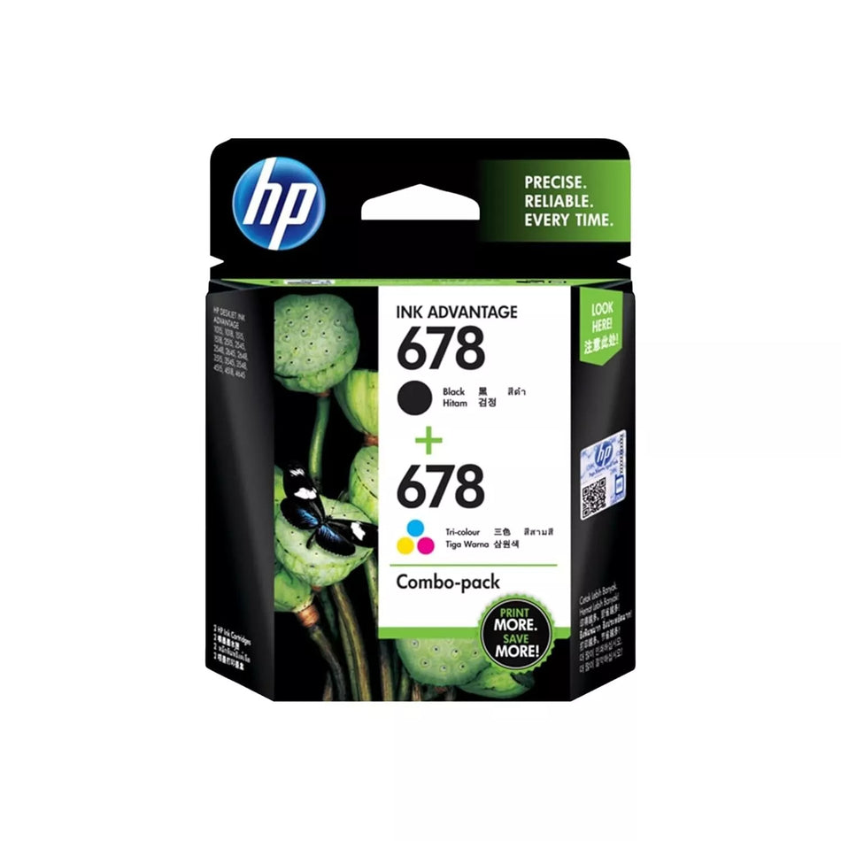 HP 678 Ink Cartridge 2-Pack - Black & Tri-Color, Original Advantage Ink