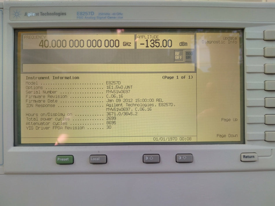 Agilent E8257D Microwave Signal Generator 250KHz-40GHz
