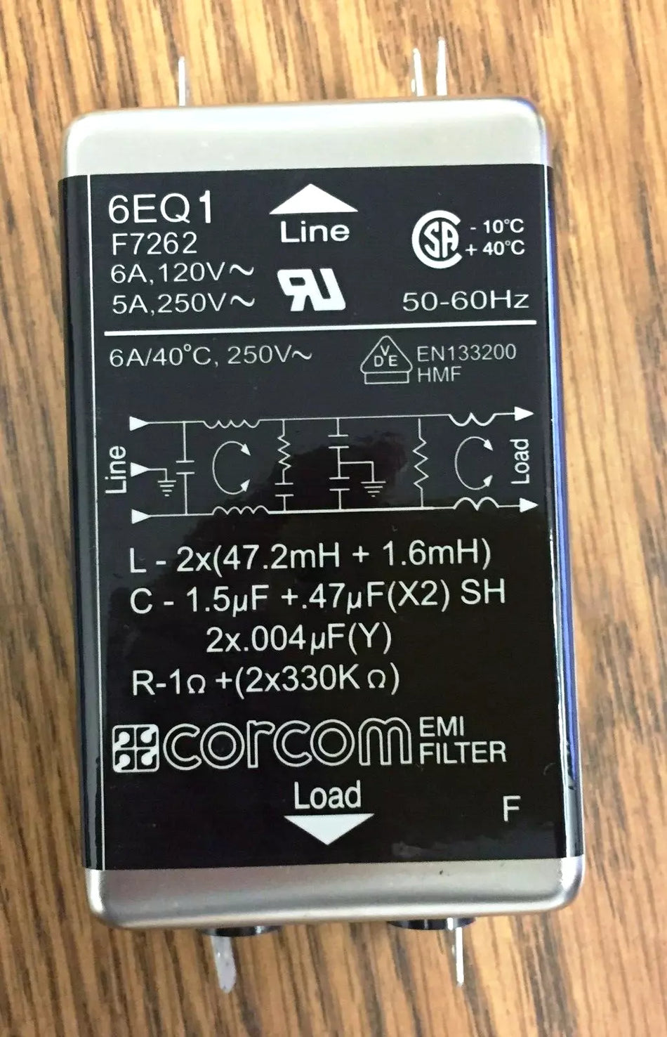 CORCOM TE Connectivity 6EQ1 Power Line Filter 250VAC 6A Single Phase 2S