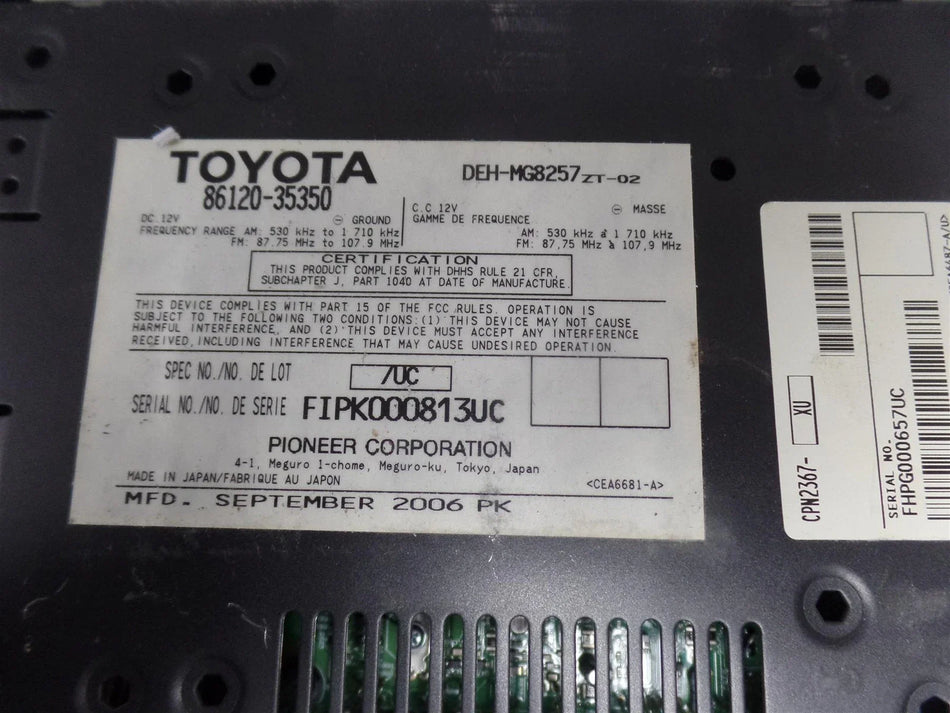 06-09 Toyota 4 Runner OEM AM FM Radio 6 Disc CD 86120-35350 - Free shipping