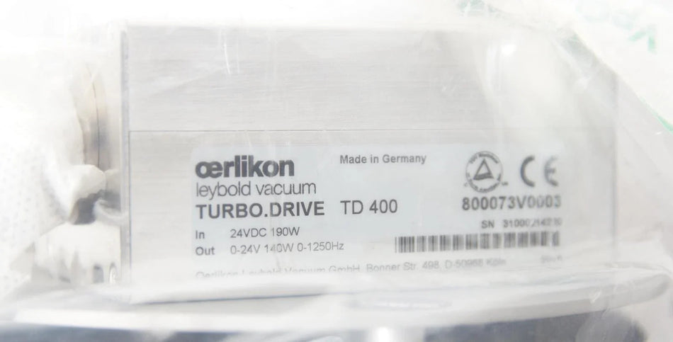 Aerlikon Leybold Turbovac TW 250 S Turbo Vacuum Pump with TD 400 Turbo Drive