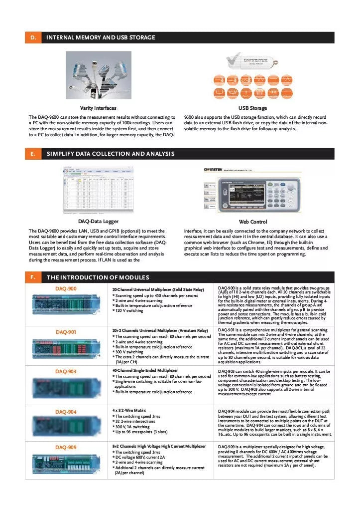 GW Instek DAQ-9600 Data Acquisition System 3-Slot Mainframe + 6.5 Digit DMM