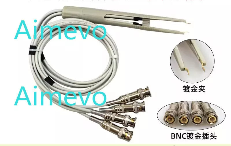 Four Wire Kelvin Test Tweezers with 4x BNC for LCR Meters, Component Testers