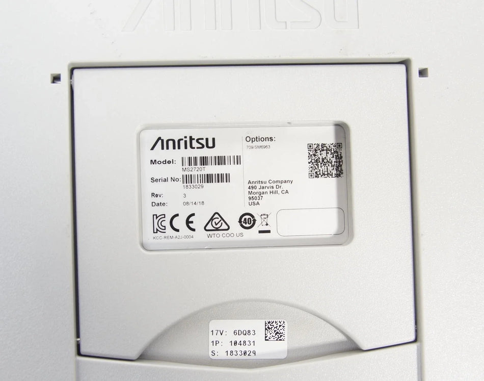 Anritsu MS2720T Spectrum Analyzer 9kHz to 9GHz OPT SM6963 / 709
