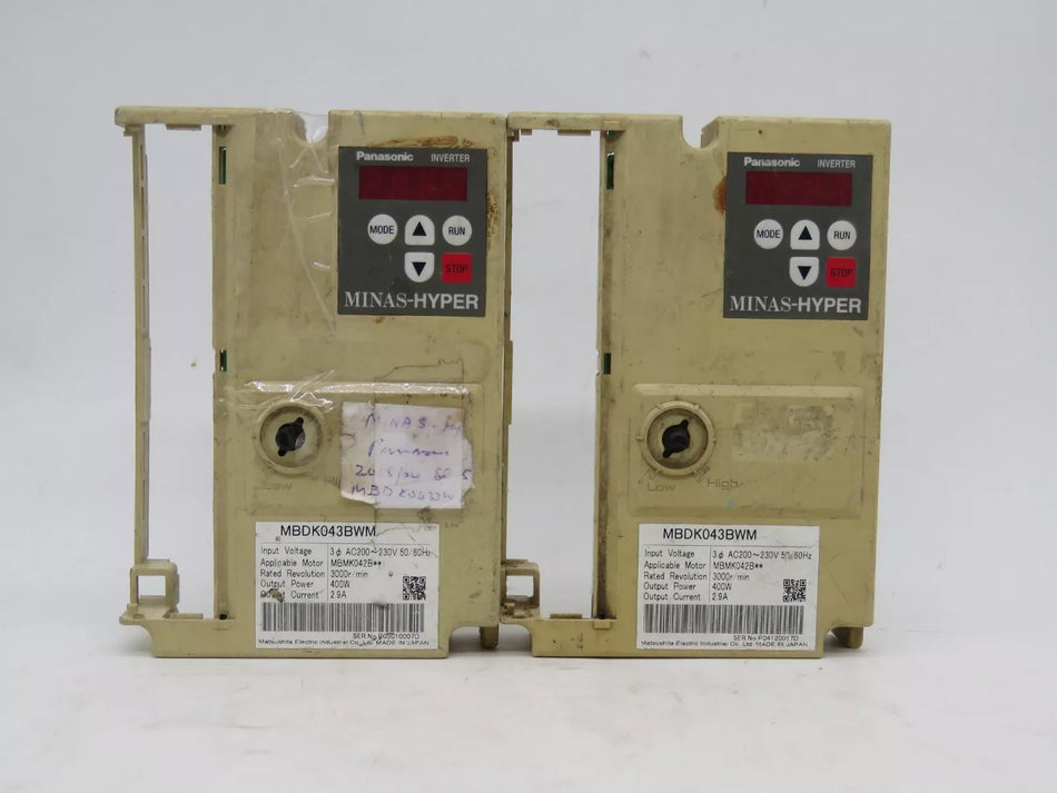 2Pcs Panasonic MBDK043BWM Inverter Drive Minas-Hyper 400W