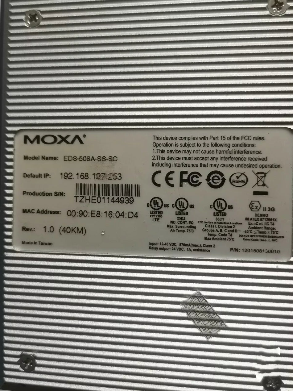 1 PC USED MOXA EDS-508A-SS-SC Industrial Ethernet Switch#B42U CL