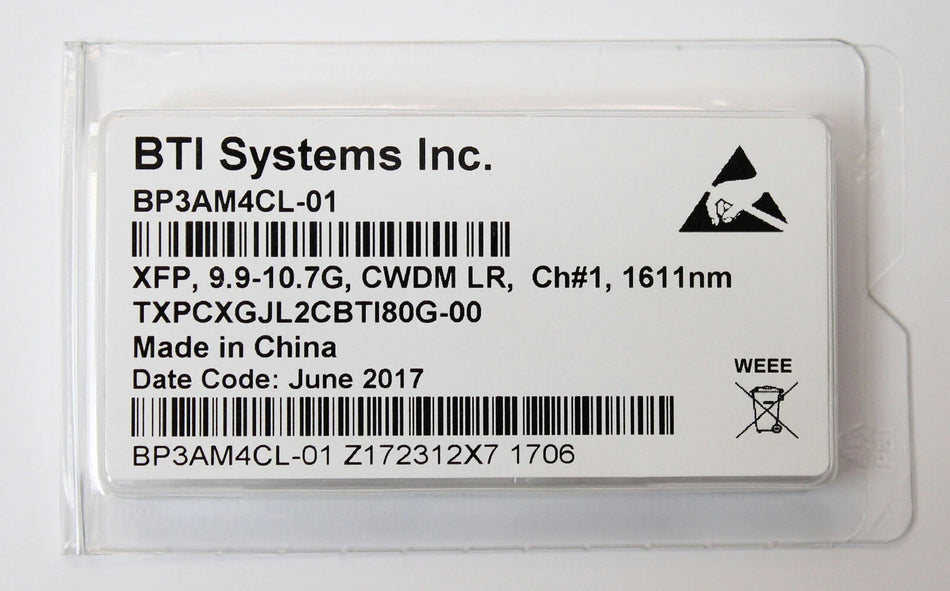 BTI BP3AM4CL-01 XFP Transceiver 9.9-10.7G CWDM LR, Ch#1, 1611nm TXPCXGJL2CBTI80G
