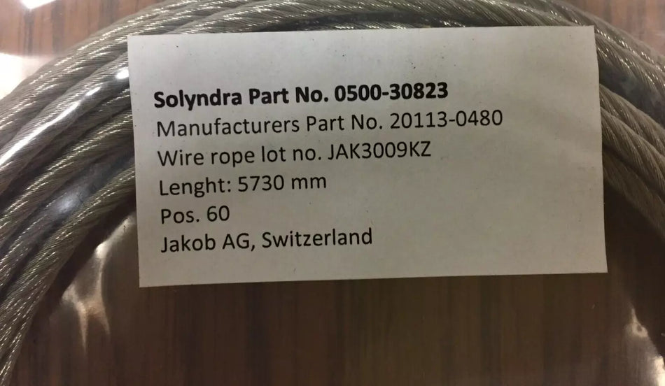 Jakob 20113-0480 Stainless Steel Wire Sling, 4mm Dia x 5730mm L