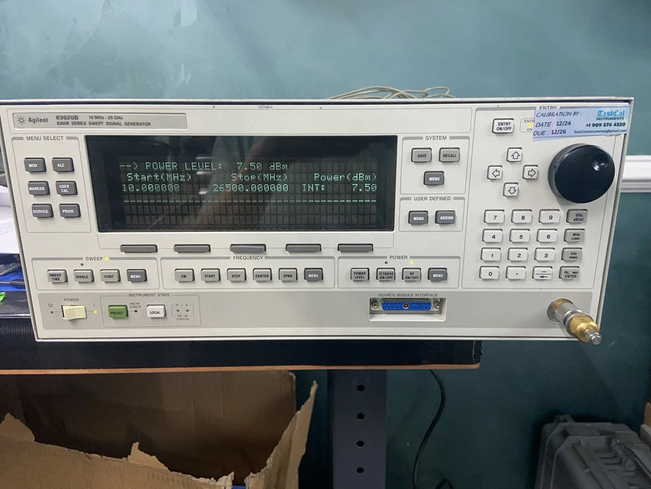 Agilent HP 83630A/83620A 10 MHz - 24.5 GHz Calibrated RF Signal Generator with Options 1, 6, 8