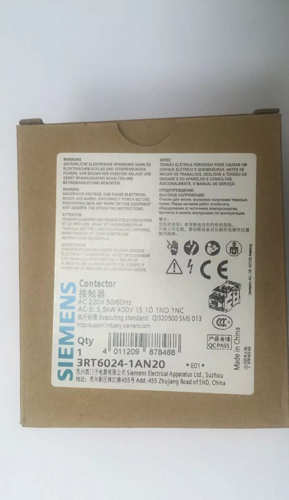 SIEMENS 3RT6024-1AN20 3RT60241AN20 Contactor 1PC New In Box