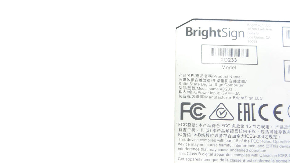 BrightSign XD3 Model XD233 Player - Free shipping