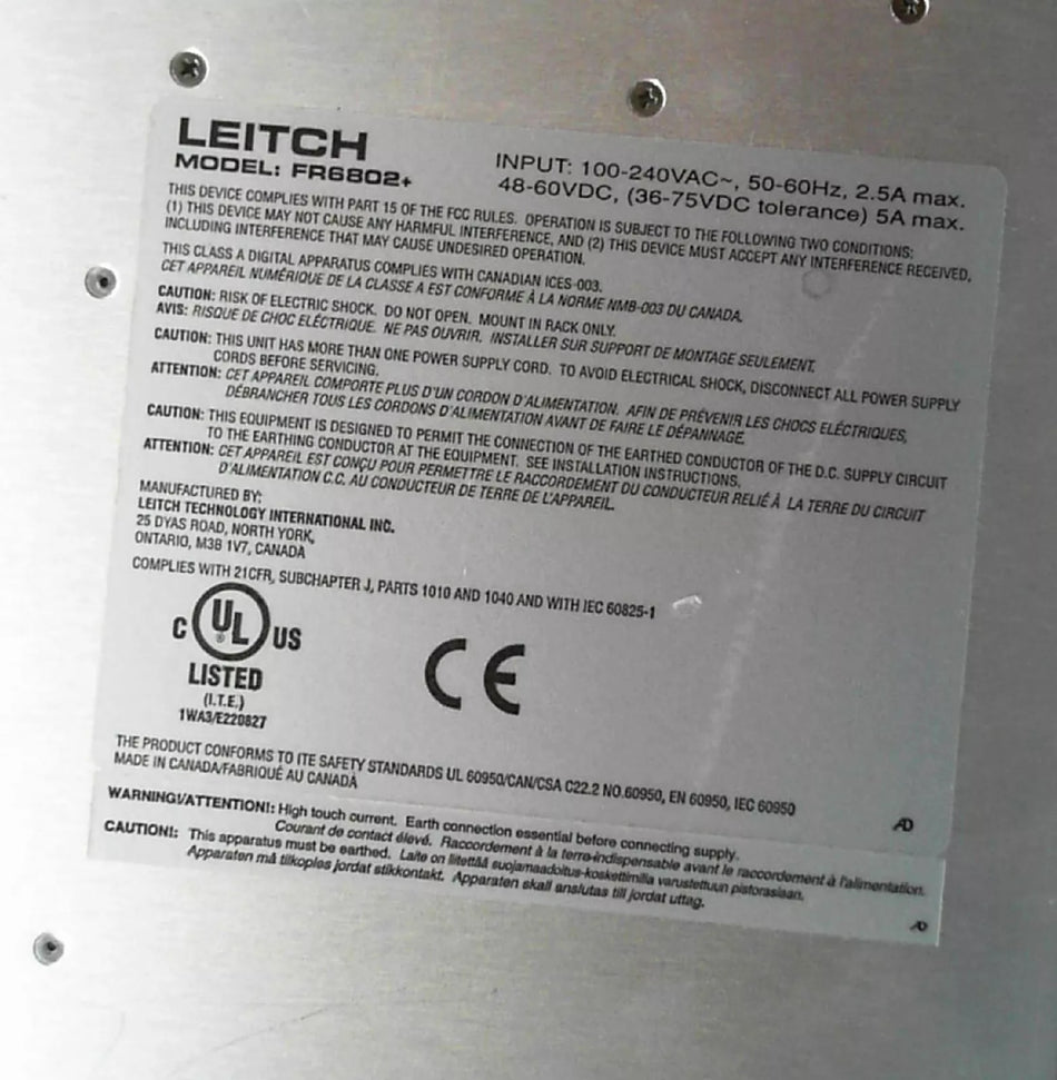 Leitch FR6802+ LHT10395480032 Harris 6800+ QXF