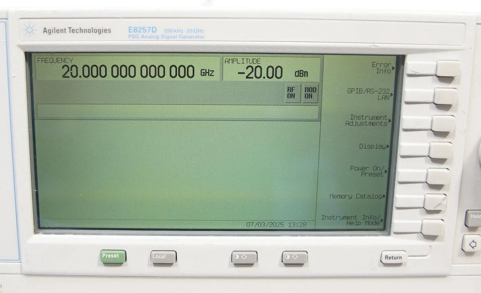 Agilent E8257D PSG 250kHz -20GHz Analog Signal Generator 1E1 520 UNT UNW