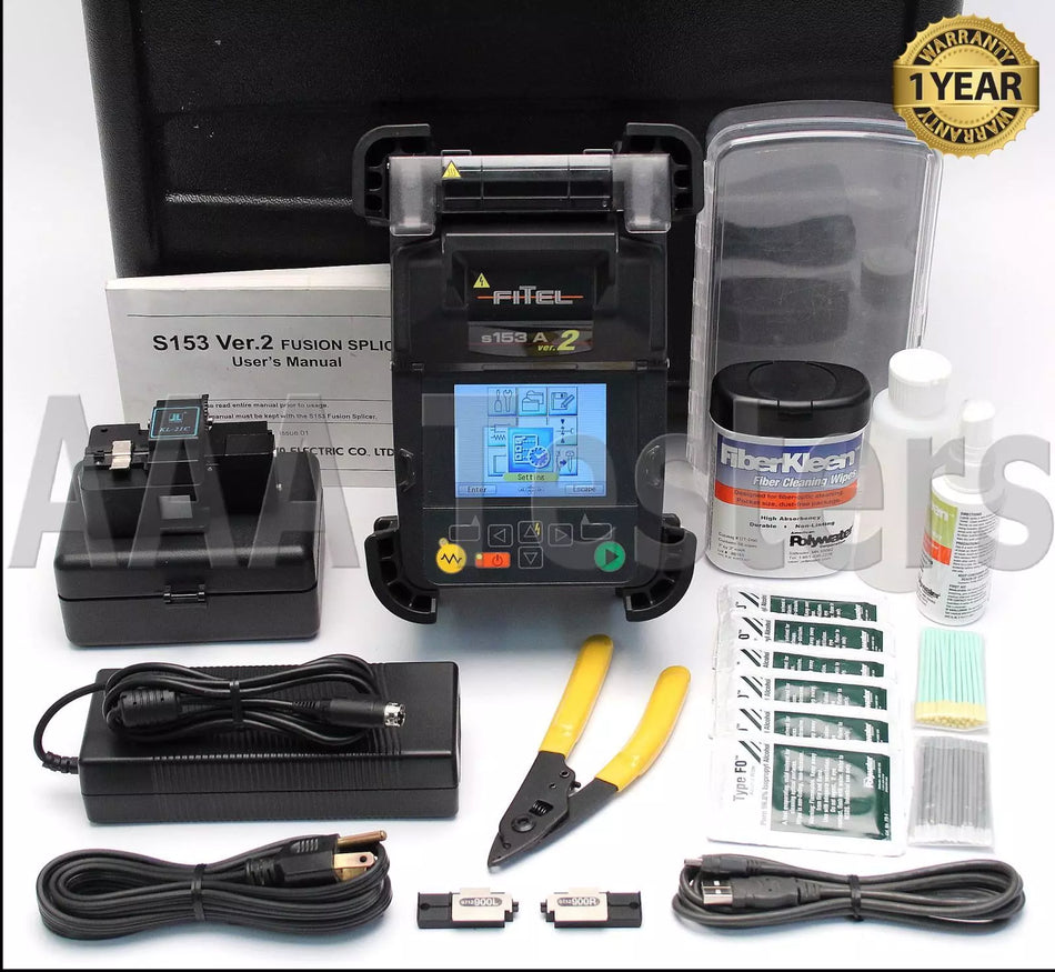 FiTeL S153A V2 SM MM Active V-Groove Fiber Fusion Splicer w/ Precision Cleaver