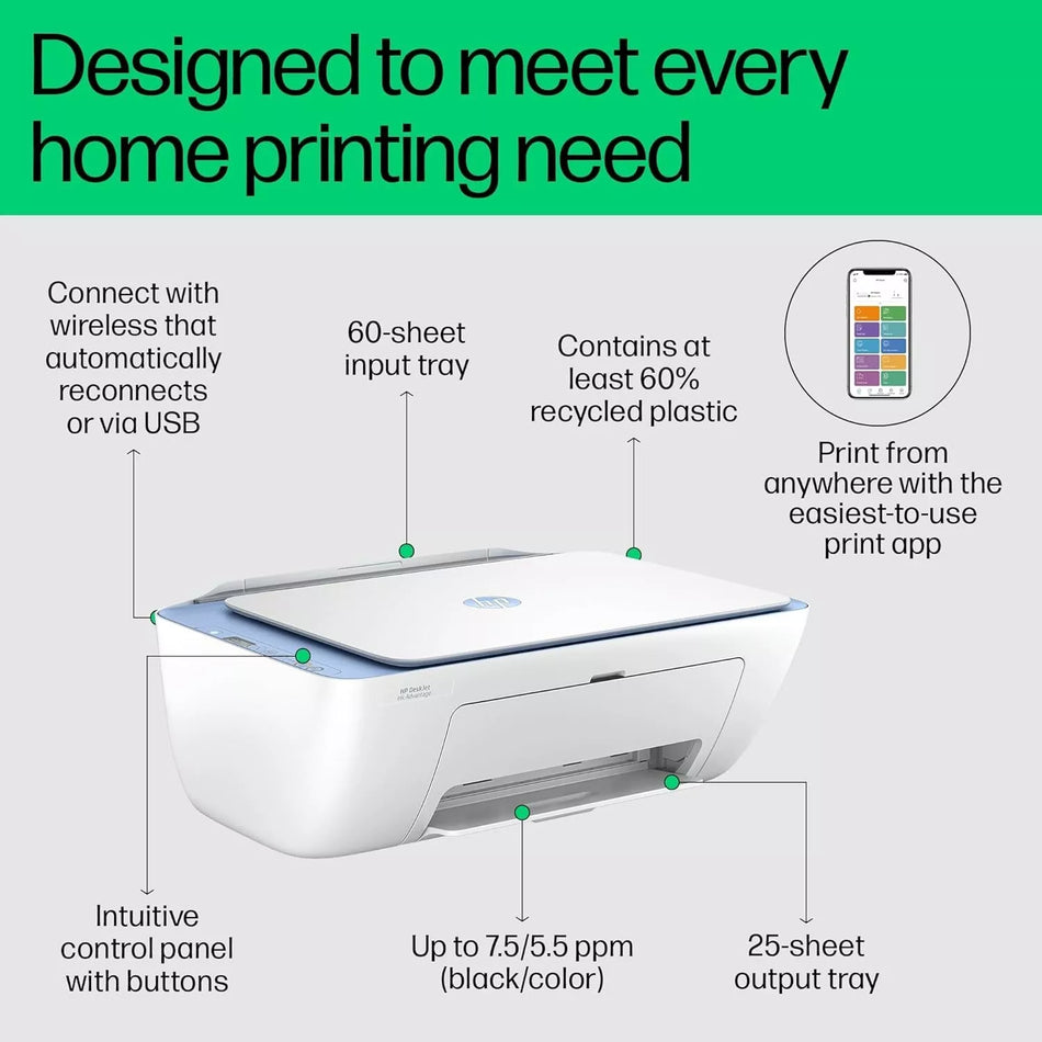 HP Ink Advantage 2878 WiFi Colour Printer - Print/Scan/Copy for Home